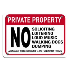 Aluminum Horizontal Metal Sign Red Private Property Weatherproof Street Signage