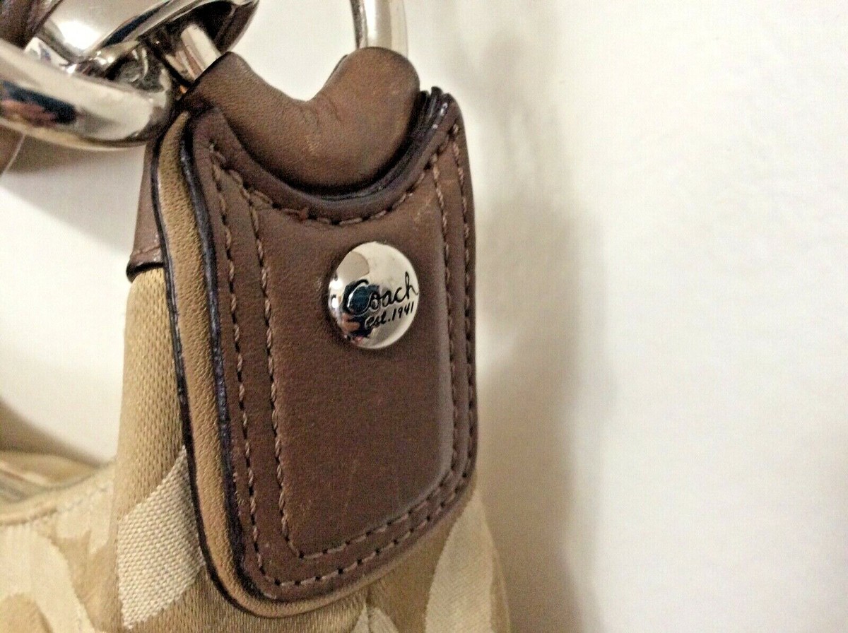 COACH Kristin OP Art Signature Shoulder Purse Khaki L1082-16784