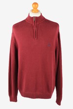 Chaps Zip Neck Jumper Pullover Vintage Mens Knitwear Bordeaux L-IL2375