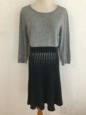 Calvin Klein Jewel Neck Swing Sweater Dress Light & Dark Gray Size M