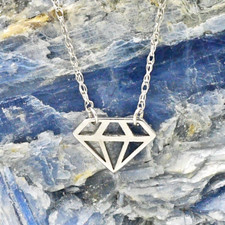 14k White Gold Diamond Symbol Rope Chain Necklace 18 1/4" Long