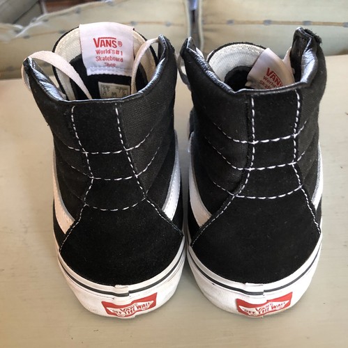 Vans Mens Size 5.5 SK8 Skateboard Shoes Hi Tops Black White Womens Size 7 - Picture 6 of 10