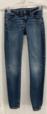 American Eagle Women's Jeggings Size 0 Blue 4-Pocket Logo Super Stretch F8