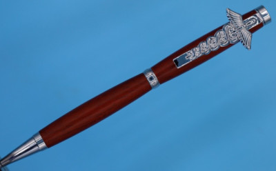 Rosewood Ballpoint Pen in Chrome, Caduceus Clip, Gift for Doctor, Nurse, Grad