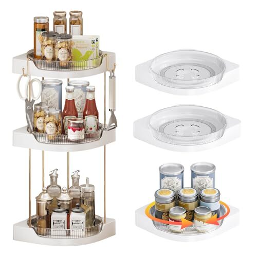 3 Pack Lazy Susan Turntable - Corner Spice Organizer for Cabinet - 3 Tier Clear - Picture 2 of 7