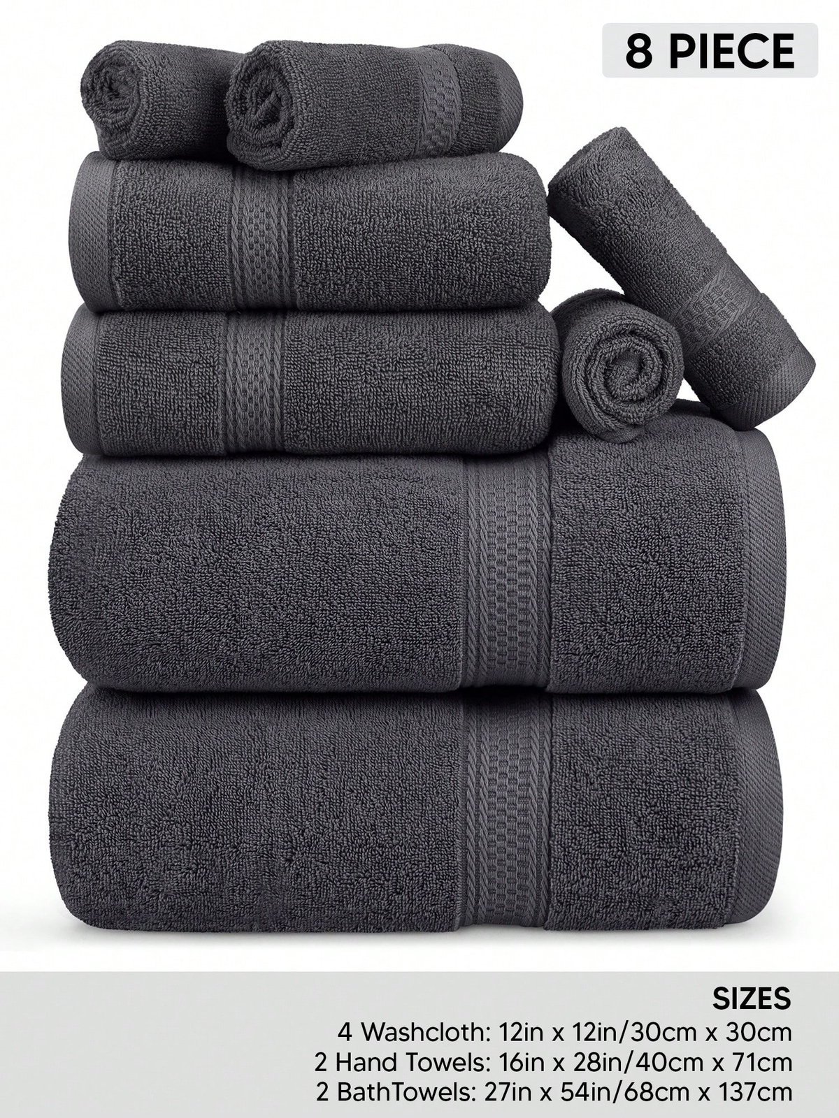 Utopia Towel 8-Piece Luxury Set with 2 Super Absorbent Bath Towels