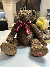 20" FAO SCHWARZ 2003 BROWN TEDDY BEAR RED BOW HOLIDAY STUFFED ANIMAL PLUSH TOY