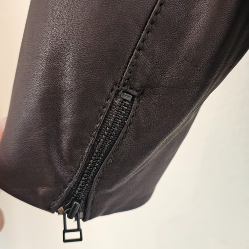 Halogen Chocolate Brown Leather Full Zip Jacket A Line Swing Buttery Soft 20W - Picture 5 of 13