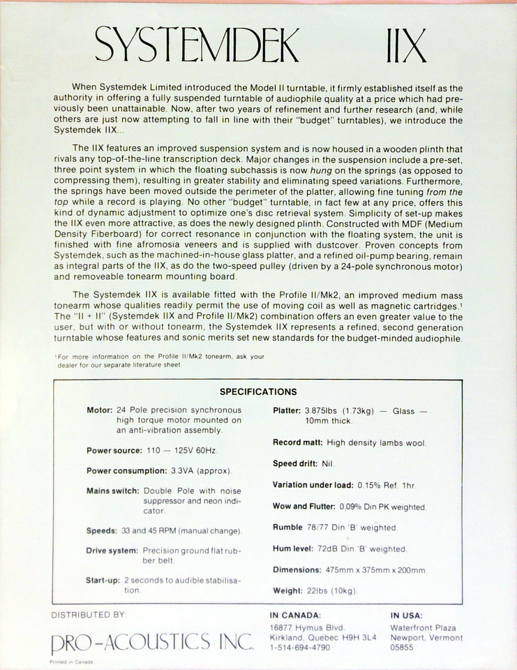 Vintage SYSTEMDEK IIX Sales Brochure Specifications Sheet Printed in ...
