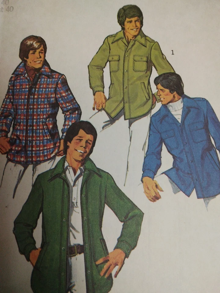Shirt Jacket Button Mens 40 M Simplicity 6643 Sewing Pattern Wool Jean Flannel - Image 3 of 4