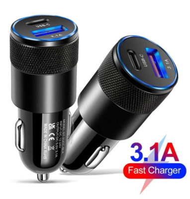 1 Pack 3.1A PD USB Car Charger Adapter   Fast Charging for Phone & GPS - NEW