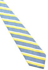 VTG Polo Ralph Lauren Cotton Necktie Blue Yellow Striped Made in USA