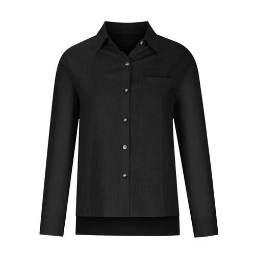 Women Linen Cotton Shirt Button Up Tops Long Sleeve Casual Loose Blouse Casual - Bild 8 von 48