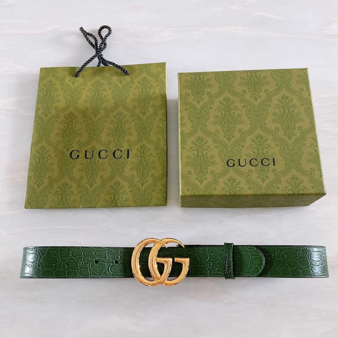 Ceinture Gucci GG Marmont Caïman avec boucle brillante