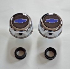Chrome Valve Cover Breathers Grommets Chevy Blue Bowtie Symbol Logo New Set Chrome Valve Cover Breathers Grommets Chevy Blue Bowtie Symbol Logo New Set
