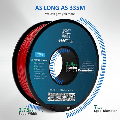 Filamento para impresora 3D TPU Geeetech 1 kg 1,75 mm 95 A TPU suave y flexible consumible - Imagen 7 de 22