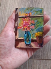 Aceo Original painting flowers oil