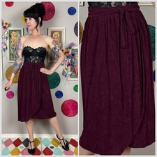 Vintage 1970s Plum Purple Terry Cloth A-Line Wrap Skirt  22"-27" Waist