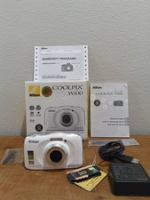 Nikon COOLPIX W100 13.2MP Waterproof Digital Camera White w/Battery VERY GOOD 