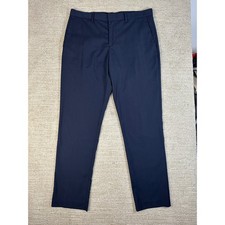 Perry Ellis Portfolio Mens Navy Blue Flat Front Dress Pants Trousers 34x31