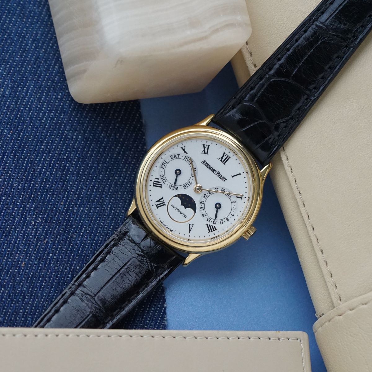Audemars Piguet 1980s Day Date Moonphase 33mm 25589BA Yellow Gold