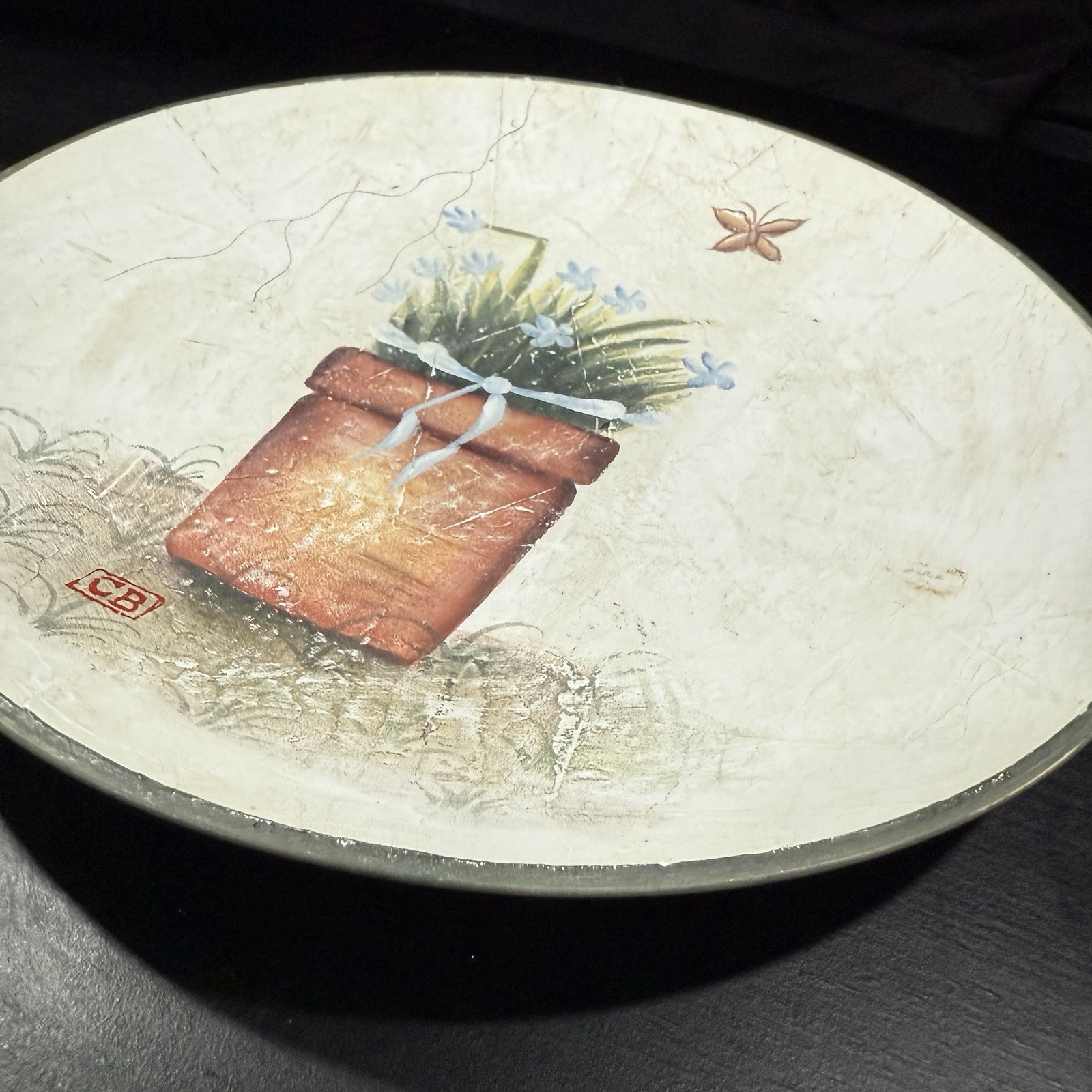 Ceramic Decorative 10” Plate by CB ~Spring, Summer, Farmhouse, Planter, Flowers