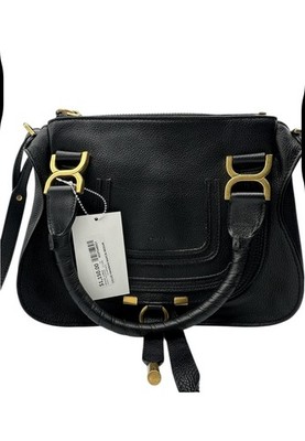 Chloe Marcie Satchel Leather Black Leather Handbag Authentic