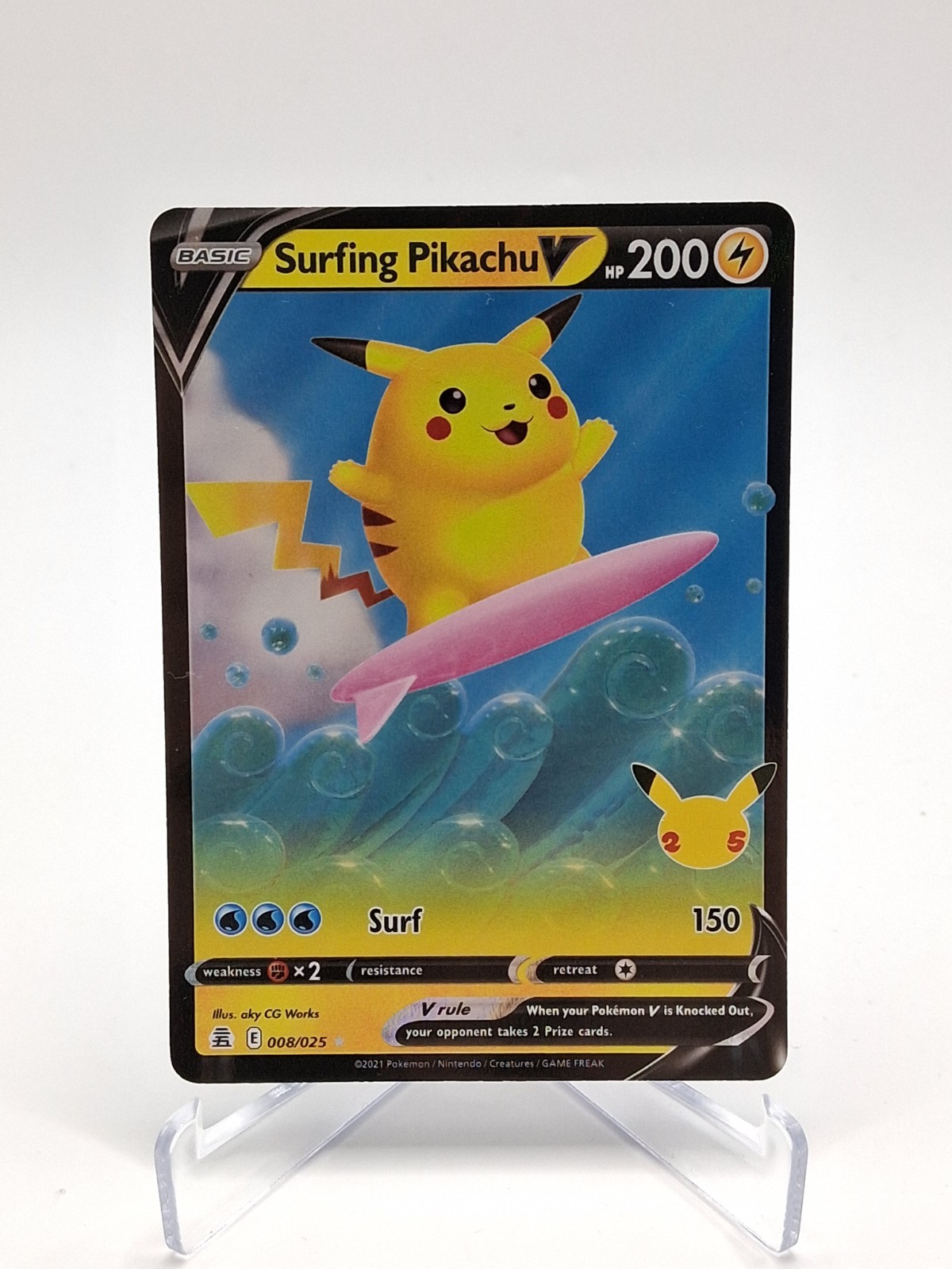 Surfing Pikachu V 008/025 Celebrations Holo