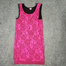 Vintage Say What? Dress Women’s Small Pink Roses Knit Classic Made in USA