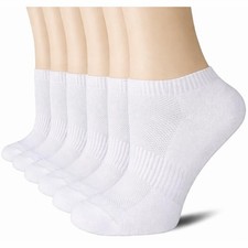 NevEND 6 Pairs Ankle Running Socks Low Cut Athletic Cotton Medium, Whtie
