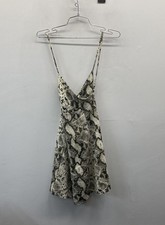 Forever 21 Women's Cream Black Snakeskin Print V-Neck Mini Dress