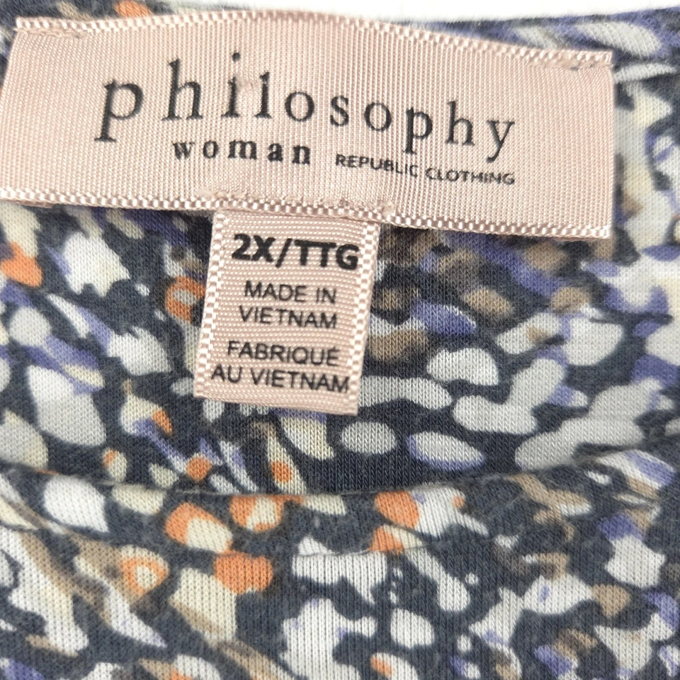 Blusa Philosophy Mujer Talla 2X Multicolor Moteado Ditsy Floral Manga 3/4 Foto 3 de 4