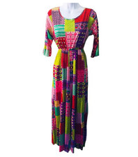 70s Vintage Colorful One of a kind Adorable Acetate/Poly Patchwork Jumpsuit Med