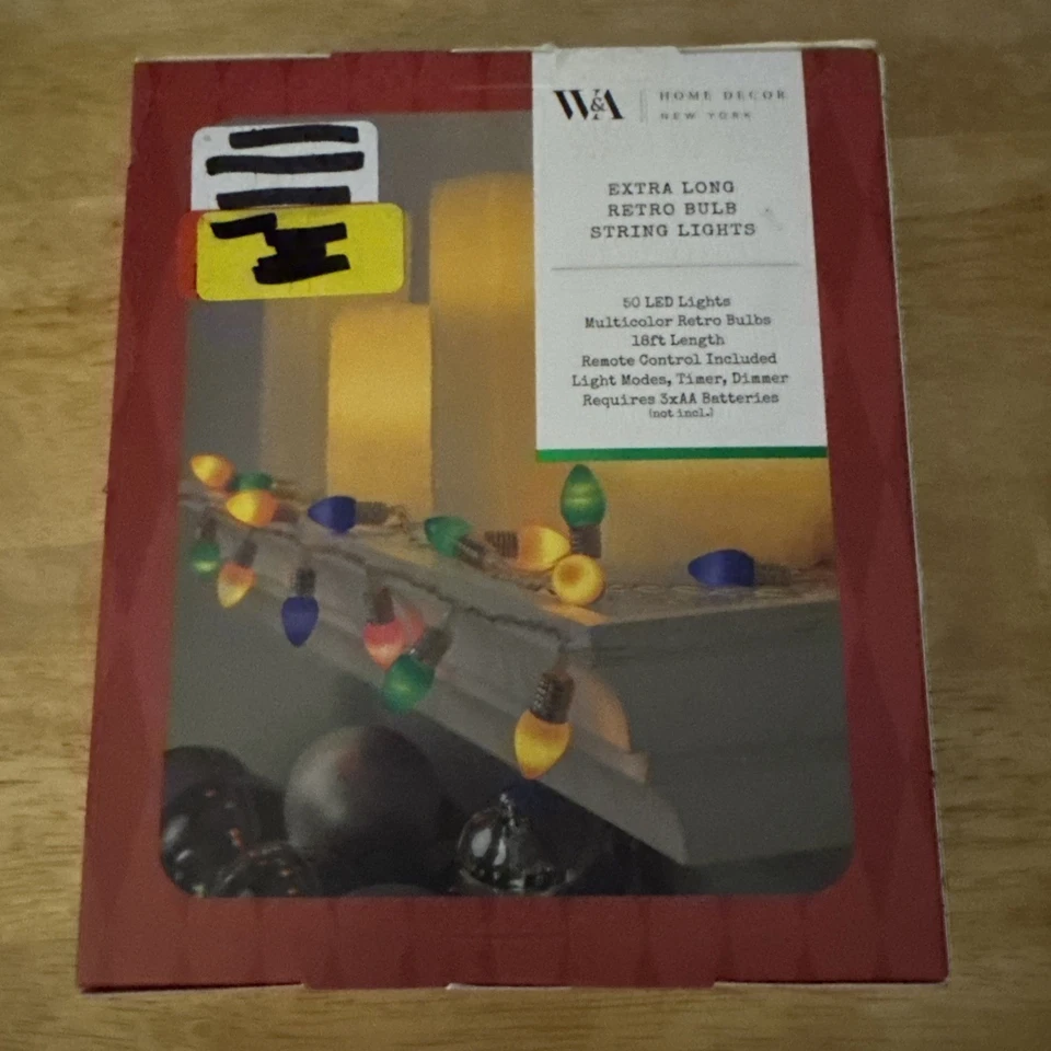 W & A Retro LED RED GREEN STRING LIGHTS remote timer dimmer modes Christmas Tree - Image 2 of 2