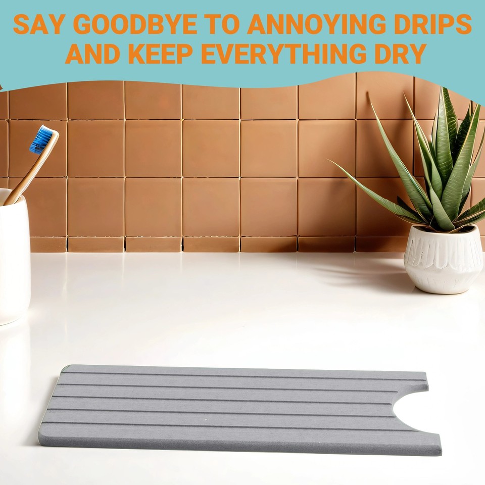 Wasserhahnmatte Aus Stein | 60x10cm Spritzschutz Für Küche & Bad | Schnelltrocknend & Rutschfest