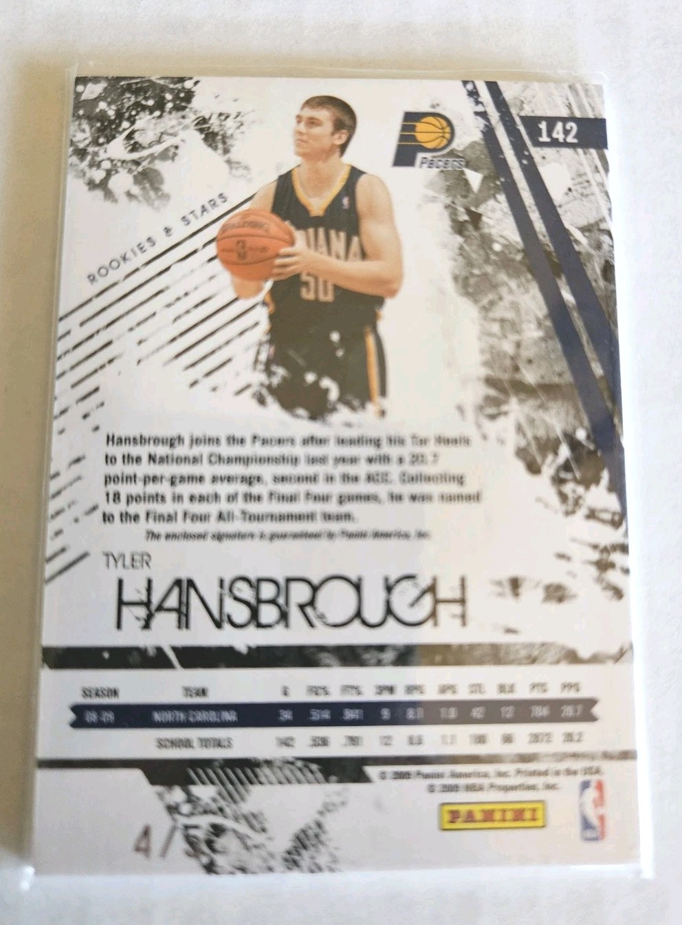 2009 Rookies & Stars Tyler Hansbrough RC Auto Logoman Emerald #'d to /5 Pacers view 2