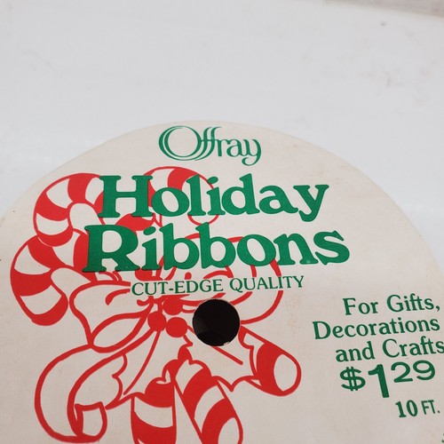 Vintage Offray Holiday Ribbons NEW Cut-Edge Quality Snowmen Red & Green 20' Ttl - Picture 2 of 24