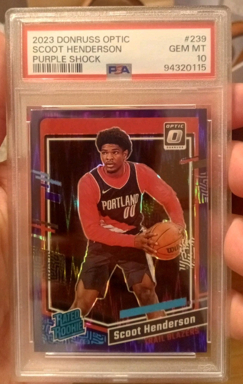 Scoot Henderson 2023 Donruss Optic Purple Shock RC #239 PSA 10