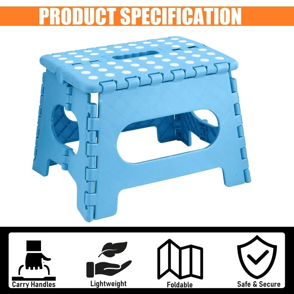FOLDING STEP STOOL CARRY HANDLE PORTABLE LIGHTWEIGHT NON-SLIP SPACE SAVING STOOL - Image 3 of 4