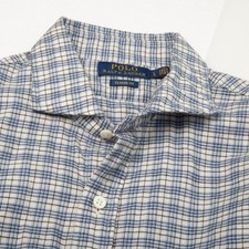 Polo Ralph Lauren Button Down Shirt Mens Large Blue White Plaid Classic Fit L