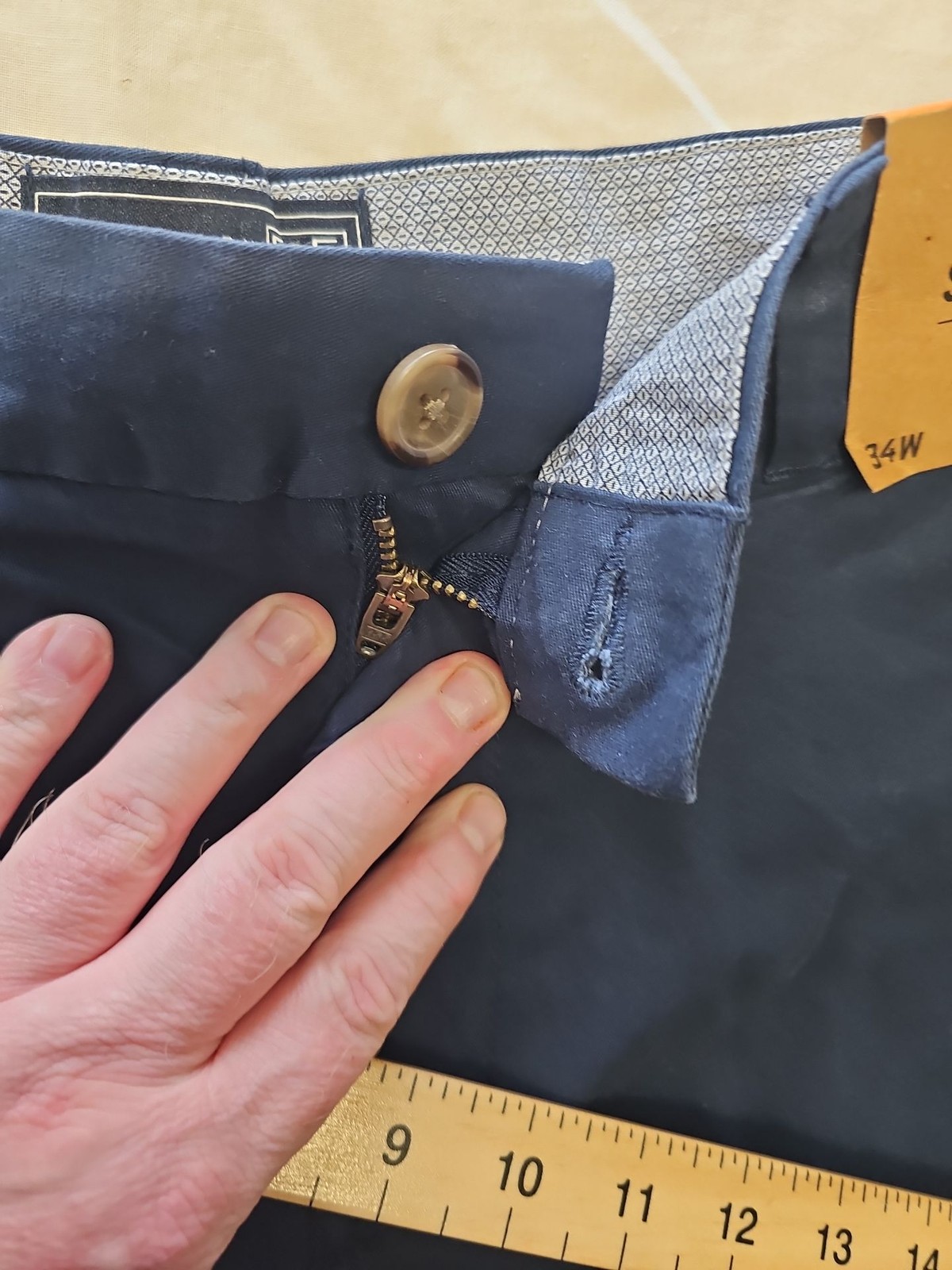 New F&F Men's Navy Blue Straight Fit Chino Shorts Size 34W OO1038 image 6