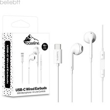 USB-C Wired Earbuds w/ Microphone In-Line Controls Type C Headphones for iPhone