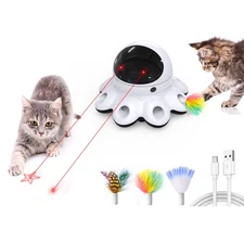 ORSDA Cat Laser Toy 2-in-1 Interactive Motion-Activated Laser & Feather Indoo...