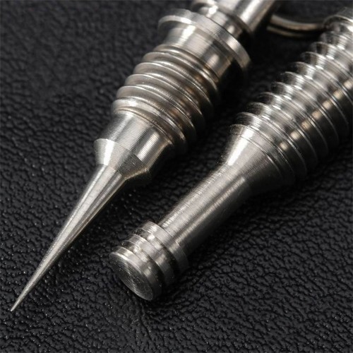 Blue Titanium Hand Engraved Grenade Keychain Titanium Knife Pendant EDC - Picture 5 of 13