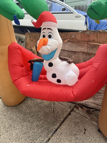 6Ft DISNEY OLAF IN HAMMOCK PALM TREE SCENE CHRISTMAS AIRBLOWN INFLATABLE HOLIDAY - Afbeelding 4 van 4