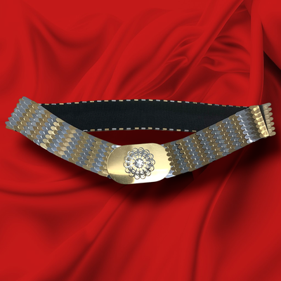 Vintage 80s Gold & Silver Scales Stretch Belt Vintage 80 main image 2