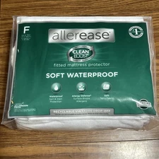 Allerease Clean Boost Fitted Mattress Protector, Soft Waterproof, Size F, NIP