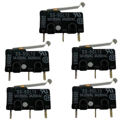 5x Omron SS-5GL13 Micro Limit Switch Curved Tip Lever 5A 125VAC 3A 250VAC