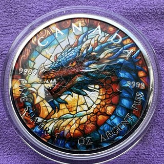 Kanada 2025 5 Dollars Maple Leaf 1 oz Silber 0 9999 Drache /stained glass Dragon