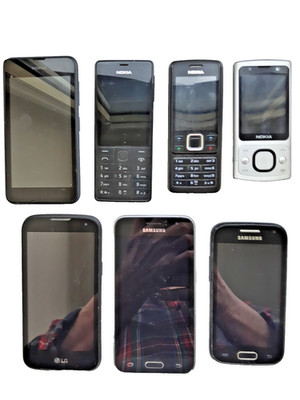 Konvolut- 7 alte Handys- Smartphone- Nokia,Samsung, LG- Ungetestet